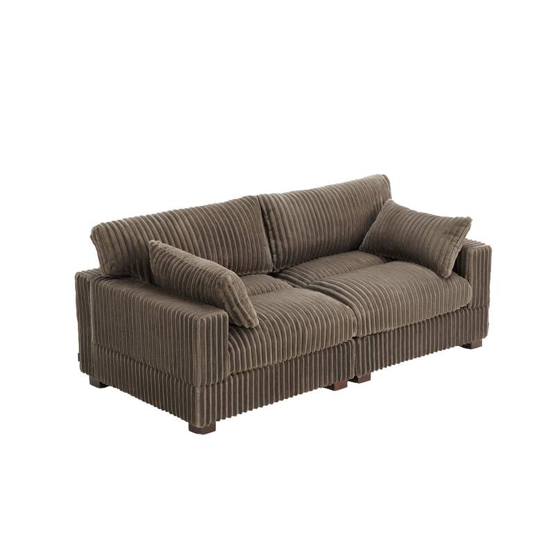80"W Plush Modular Sectional Sofa with Pillows for Living Room