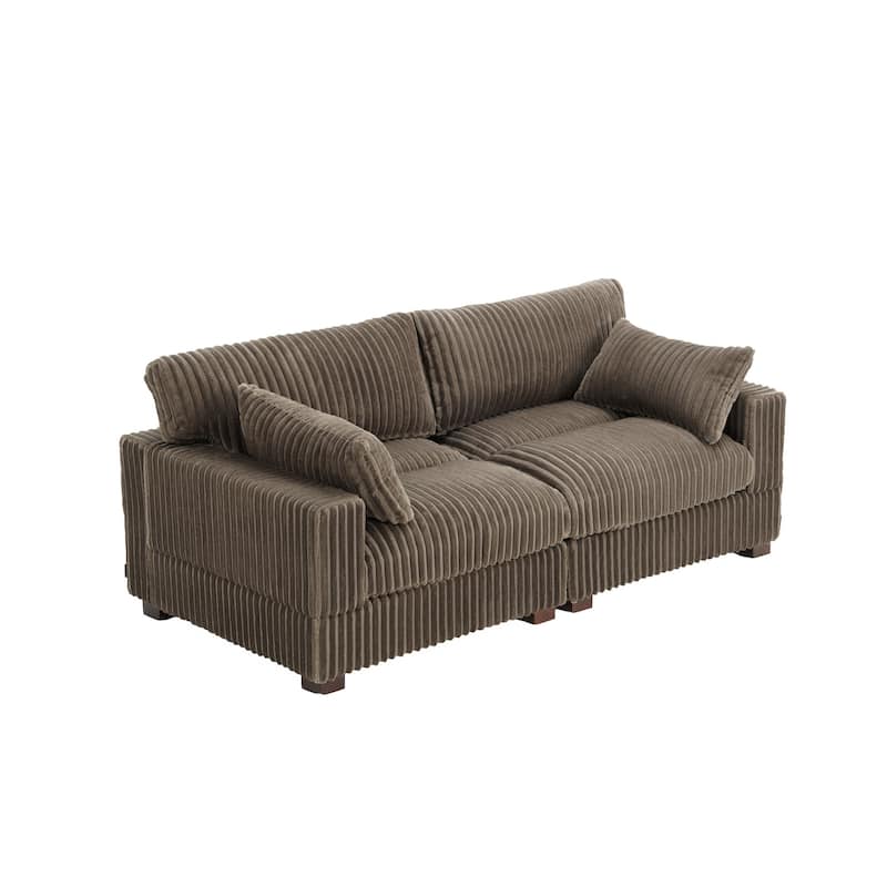 Upholstered Plush Flannel Modular Sectional Sofa with Pillows,Ajustable Headrest