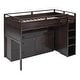 preview thumbnail 6 of 7, Espresso Twin Size Pine Wood Loft Bed with Rolling Cabinet and Desk, Storage Stairs, Full-Length Guardrail