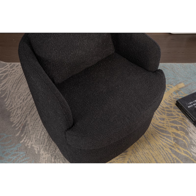 Fabric Swivel Accent Chair With Soild Wood Round Brown Base Leg