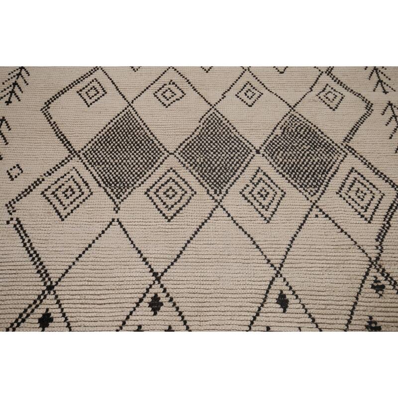 All-Over Trellis Moroccan Area Rug Handmade Wool Carpet - 5'7"x 9'4"
