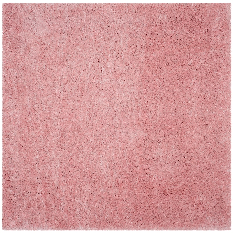 SAFAVIEH Polar Shag Alabama Glam Solid 3-inch Extra Thick - 5'1" x 5'1" Square - Light Pink - Square/Runner