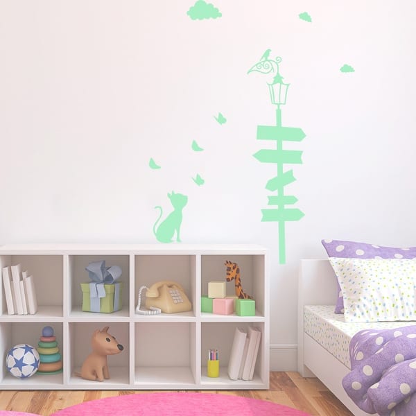 slide 2 of 2, Walplus Peel and Stick Glow In The Dark Cat Wall Sticker Home Room Decor