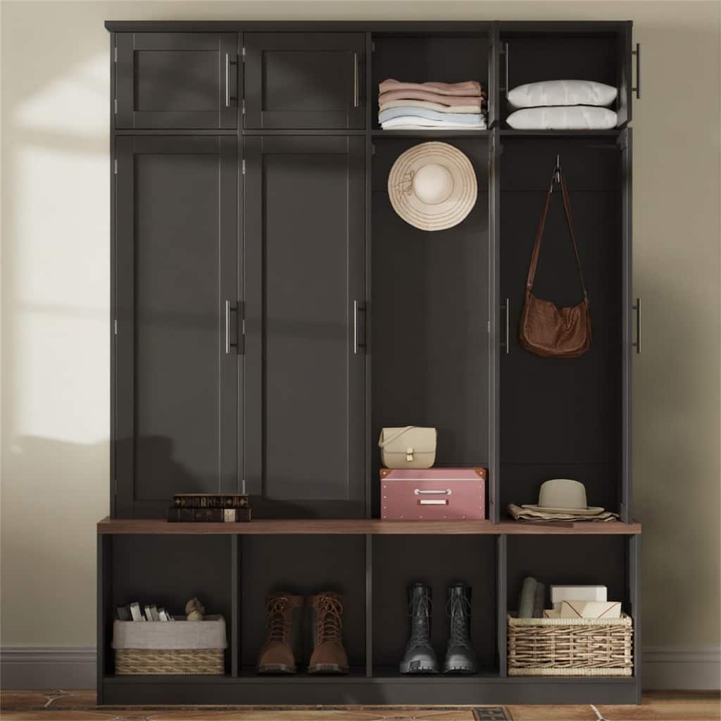 Farmhouse Entryway Hall Tree ,Entryway Shoe Cabinet