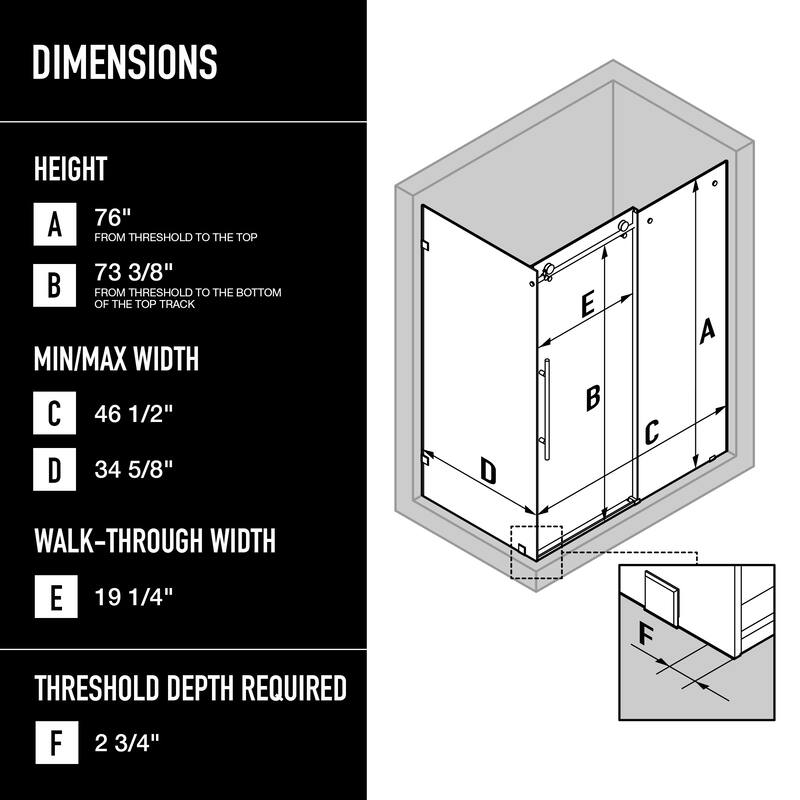 VIGO Elan E-Class Frameless Sliding Shower Enclosure