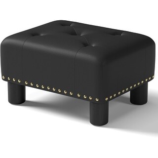 Small Rectangular Foot Stool with Legs, Living Room Ottoman Rest (Black ...