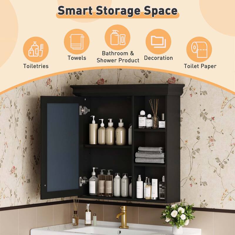 30'' x 28'' Wall-Mounted Bathroom Medicine Cabinet with Mirror,Durable Storage Organizer for Small Spaces