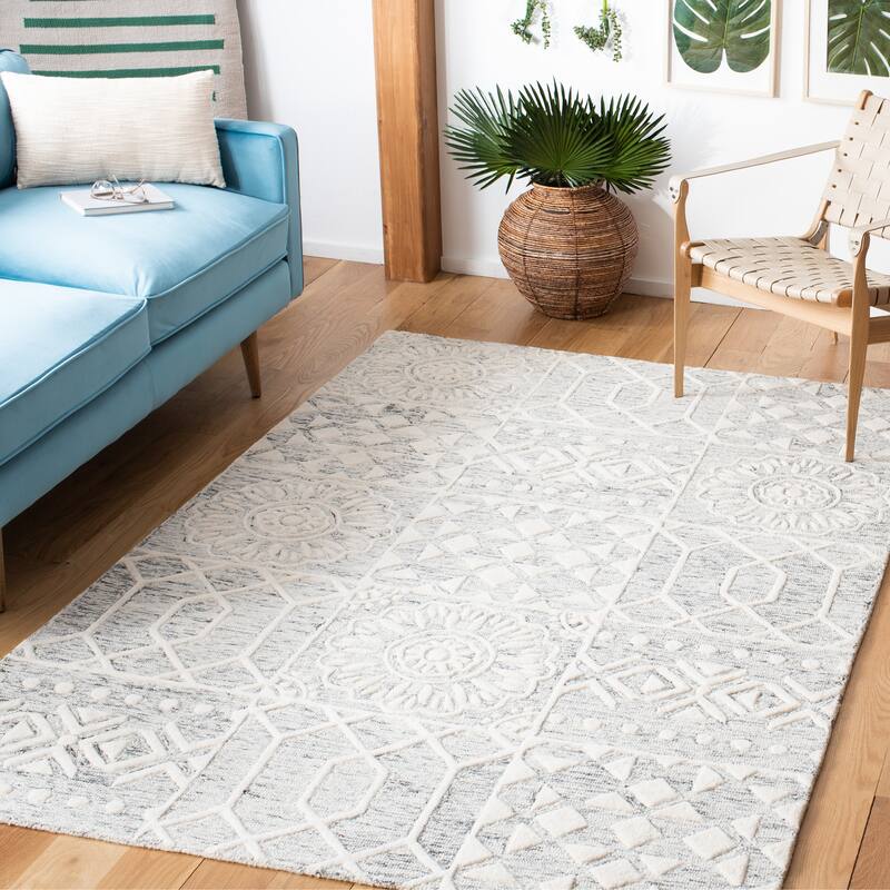 SAFAVIEH Handmade Metro Natallia French Country Wool Rug - 3' x 5' - Silver/Ivory