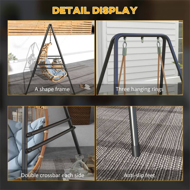 Hammock Chair Stand Heavy Duty Steel Frame for Hanging Egg Chair Indoor and Outdoor Use Easy Assembly