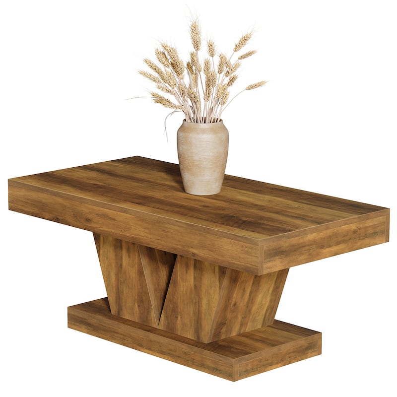 47.2" Mid-Century Wooden Center Table, Rectangular Coffee Table for Living Room