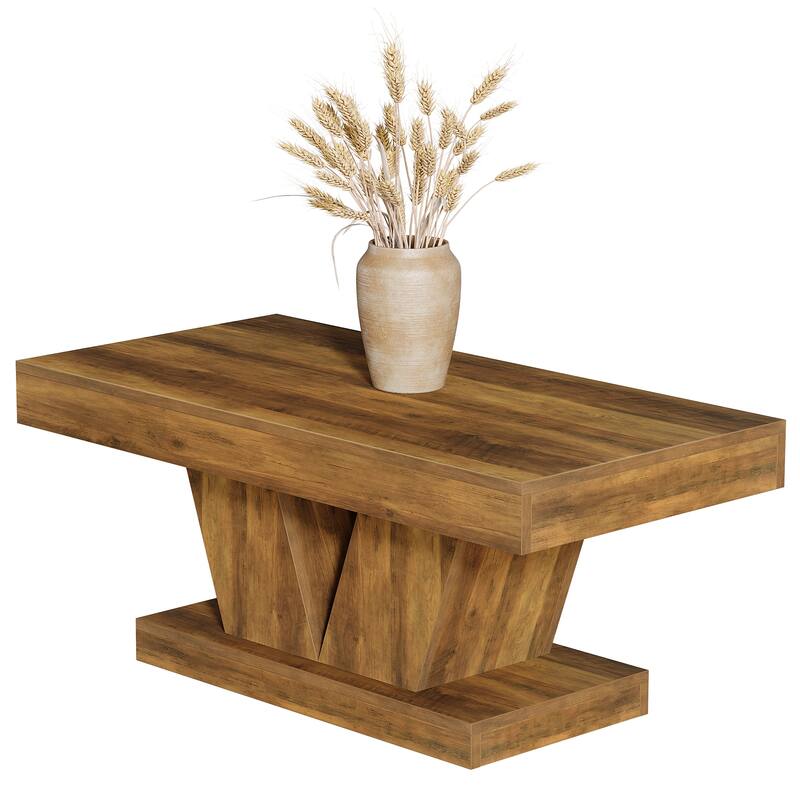 Rectangular Coffee Table, 47.2" Mid-Century Wooden Center Table, Modern Accent Furniture for Living Room