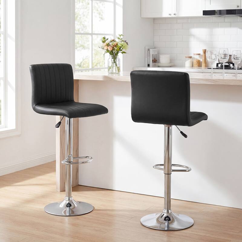 Gymax Bar Stools Set of 2 Adjustable Swivel Barstools w/Back &