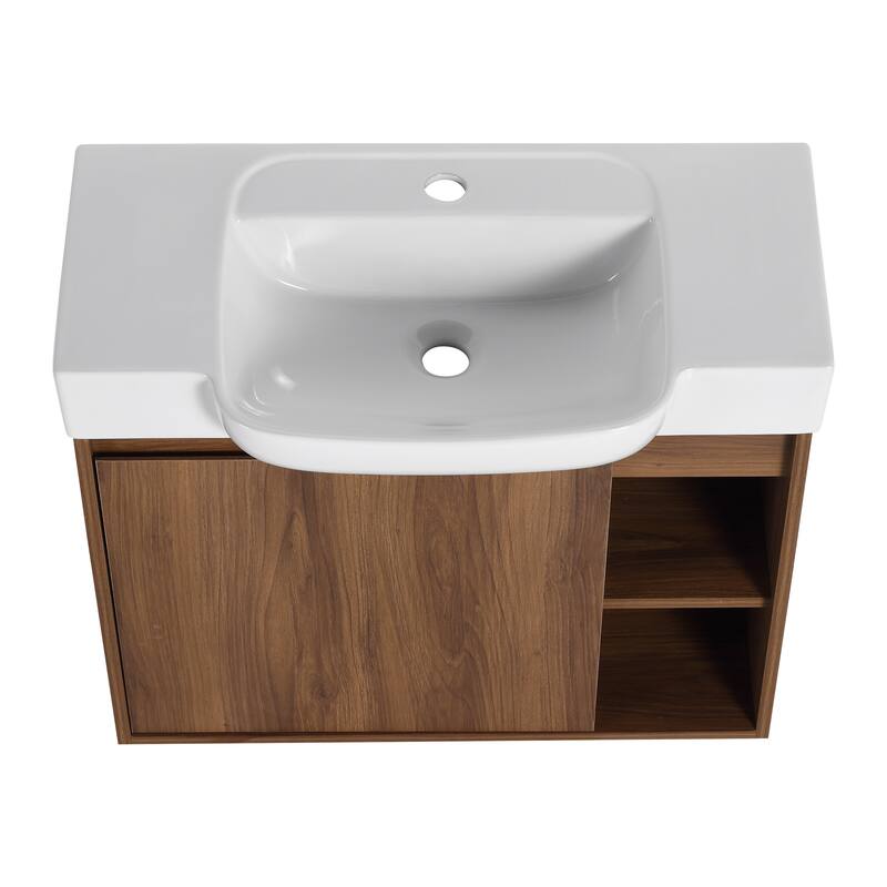 28'' Wall-Mounted Bathroom Vanity with Ceramic Sink