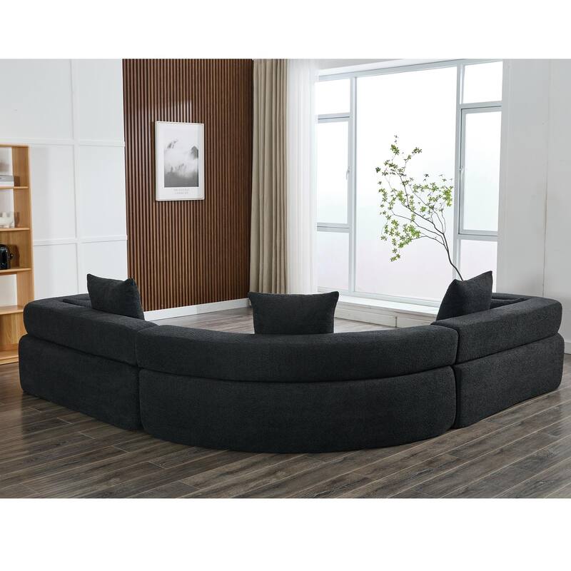 3-Piece Curved Sofa, Oversized Boucle Couch, Flexible for Living Room