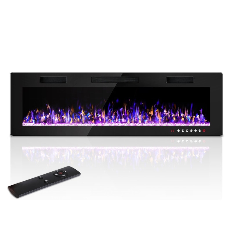 Bossin Electric Fireplace Recessed and Wall Mounted,750/1500W Fireplace Heater and Fireplace with Touch Screen Control Panel