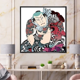Designart "Japanese Tattoo Man" Bohemian & Eclectic Framed Canvas Wall Art Print