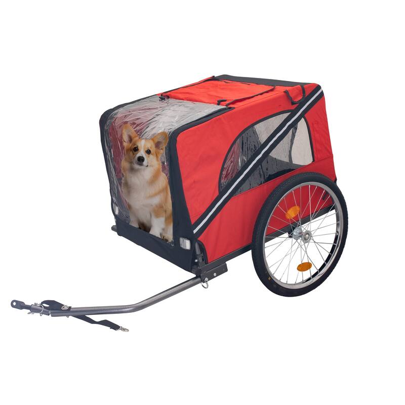 Durable Dog Bike Trailer with 20-Inch Wheels, Zippered Mesh Doors, and 88lb Capacity