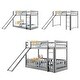 preview thumbnail 28 of 28, Twin Over Twin Bunk Bed with Slide and Ladder, White