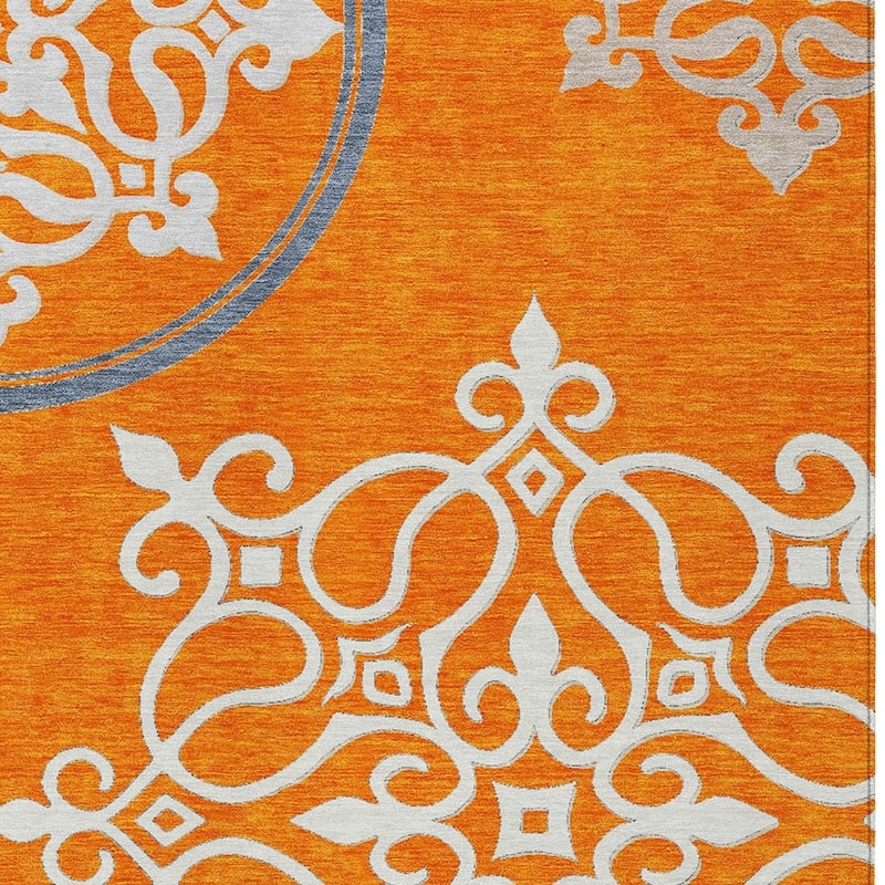 HomeRoots Floral Medallion Transitional Rectangle Outdoor Rug