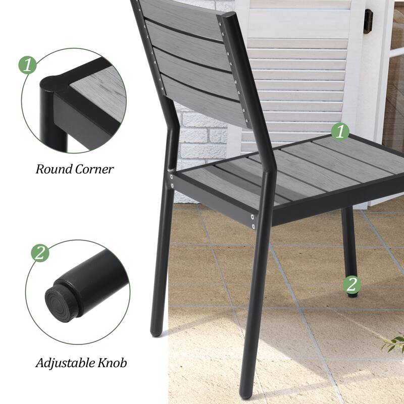 7-Piece Outdoor Patio Aluminum Dining Table with Stackable Dining Chairs
