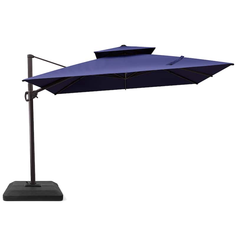 10FT Outdoor Square Patio Cantilever-Offset Umbrella with Base Stand