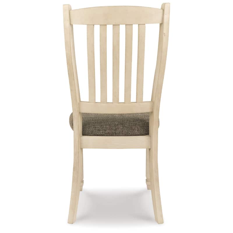 Bolan Dining Side Chair Set of 2 with Rake Back, Polyester, White Wood