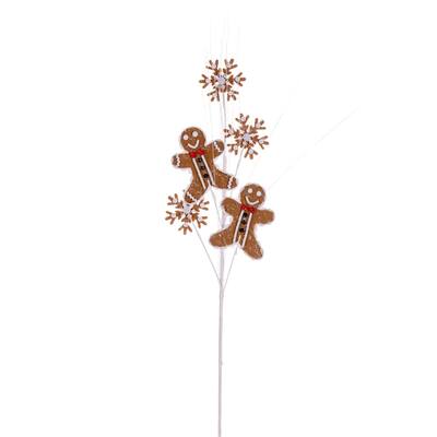 Vickerman 29" Gingerbread Man and Snowflake Spray, 6 per bag.