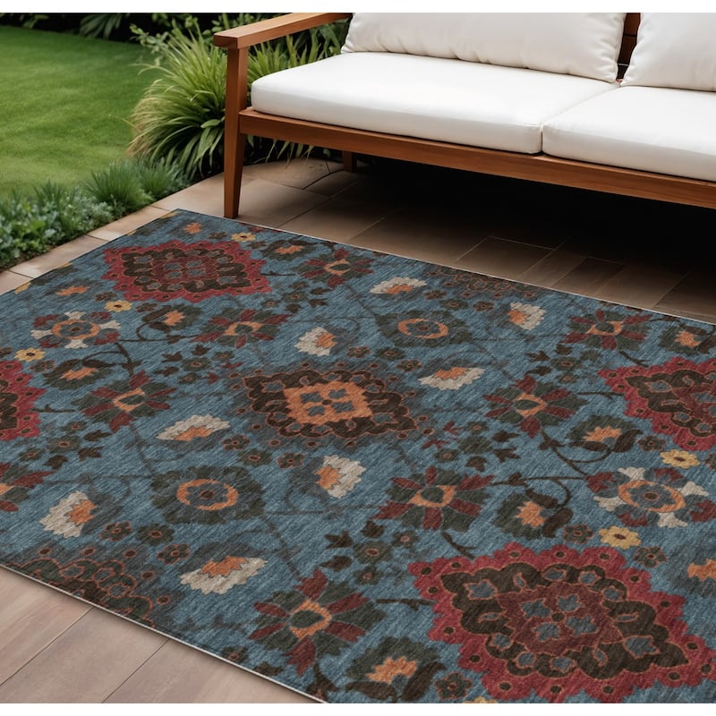 HomeRoots Oriental Traditional Rectangle Outdoor Rug - 10' X 14'