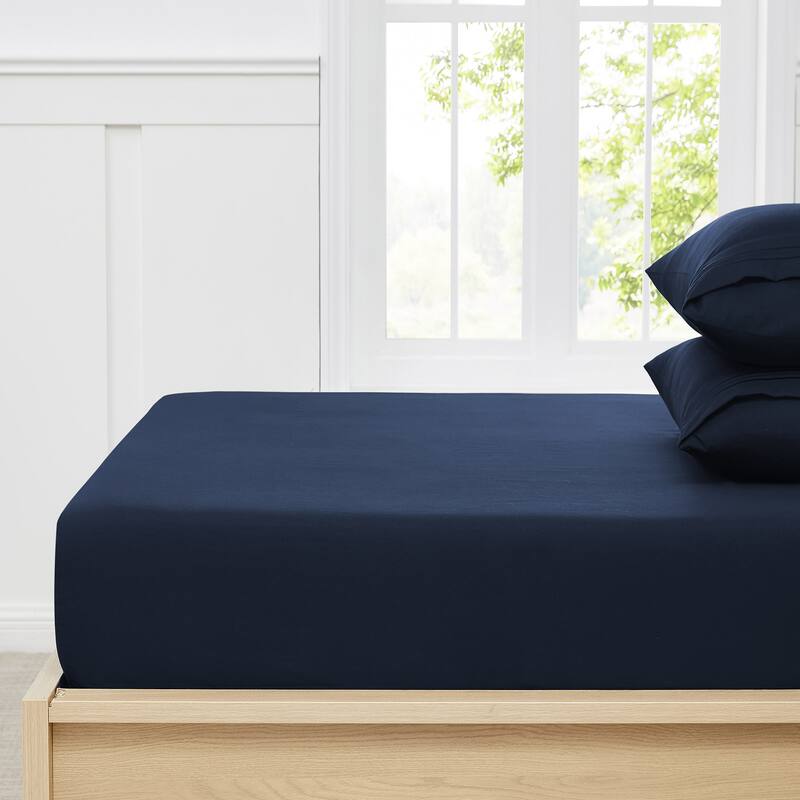 Sweet Home Collection 1500 Series Microfiber Fitted Sheet - Navy - Queen
