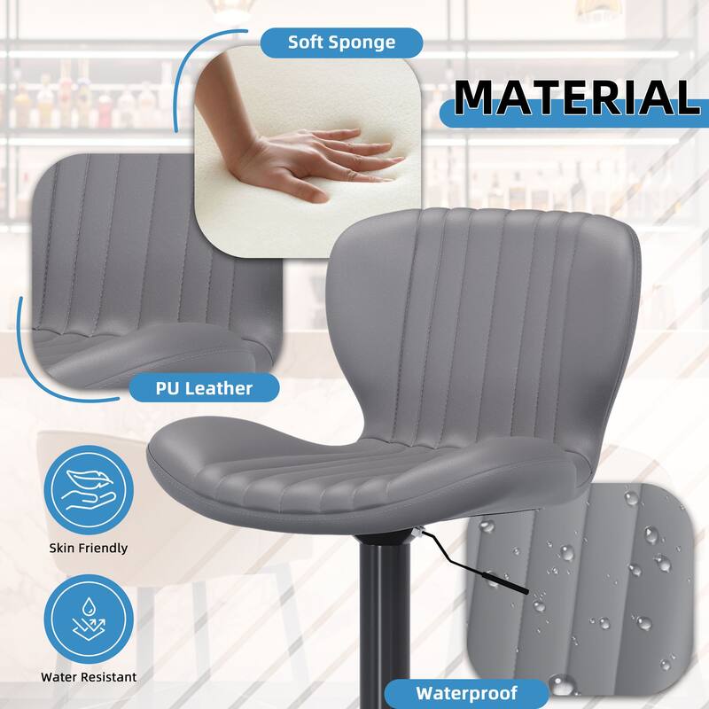 Scallop Swivel Bar Stool Set with Height-adjustable Seat - N/A