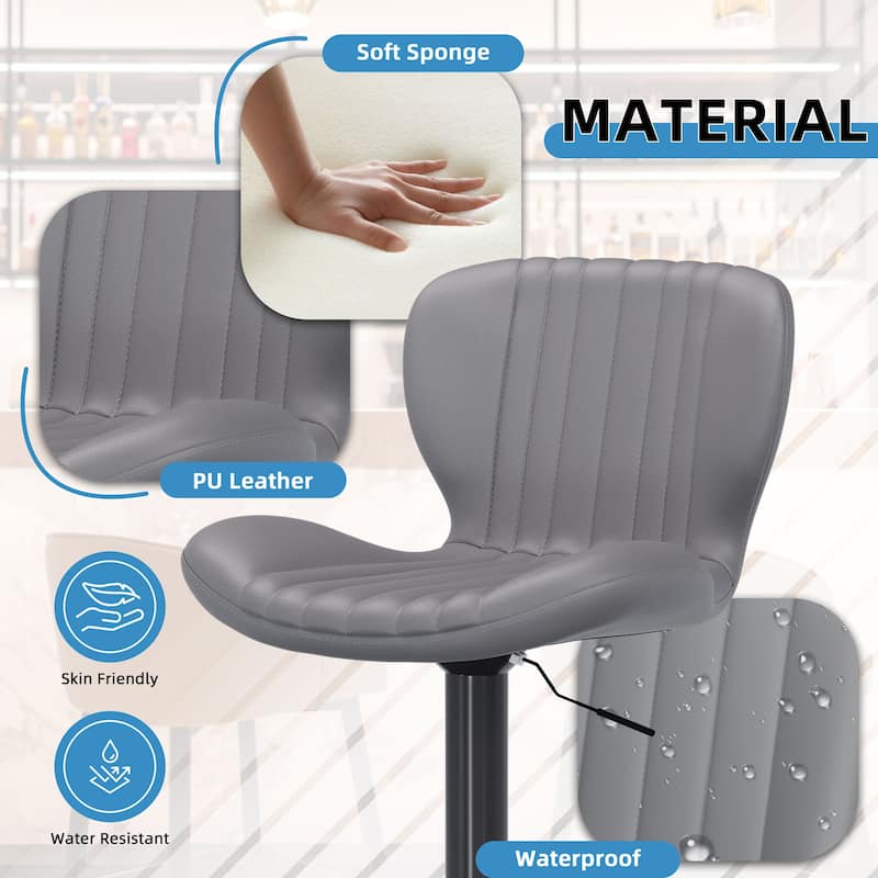 Scallop Bar Stool with 360° Swivel - Modern Kitchen & Home Bar Seating，Set of 2 - N/A
