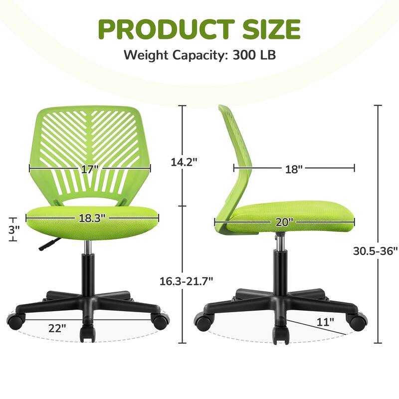 Yaheetech Adjustable Armless Office Chair Swivel Computer Study Chair