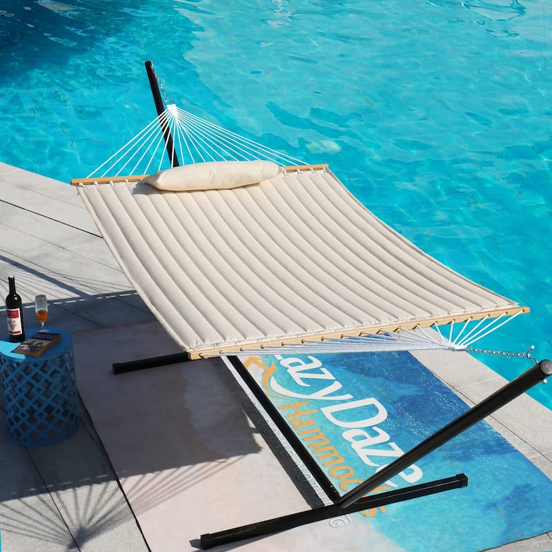 12 FT Double Quilted Fabric Hammock - Dark Cream