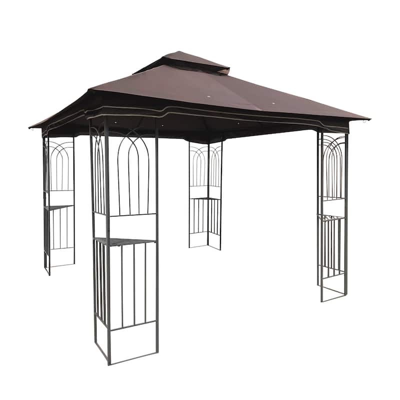 Outdoor Gazebo with Mosquito Netting, 10x10 Outdoor Patio Gazebo Canopy Tent with Ventilated Double Roof for Outside, Garden
