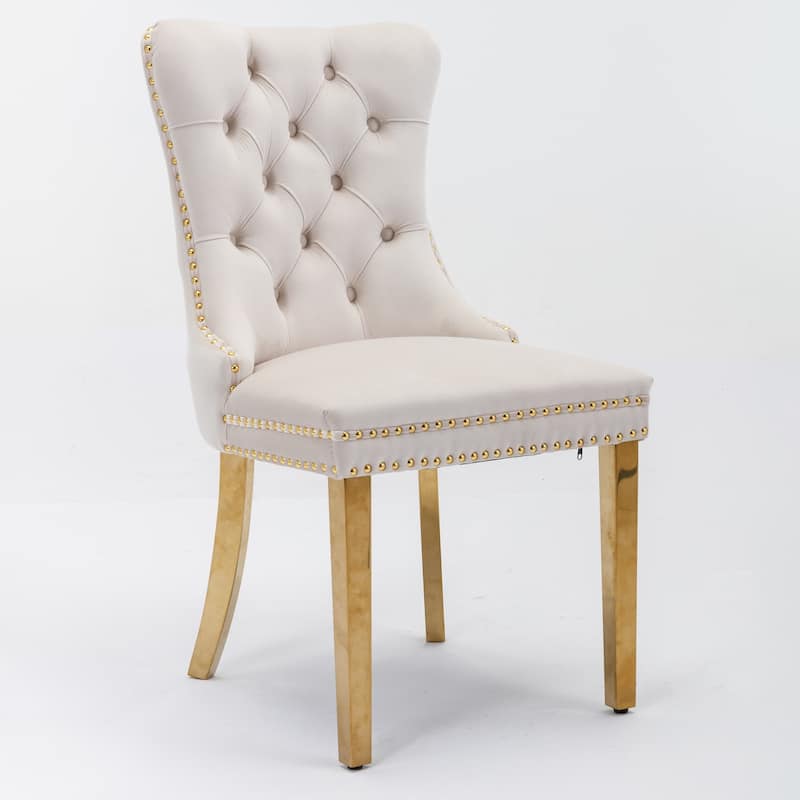 High-end Tufted Solid Wood Velvet Dining Chair 2PCS