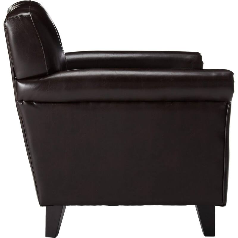 Modern 30" PU Upholstered Button Tufted Club Chair with Wood Legs for Living Room