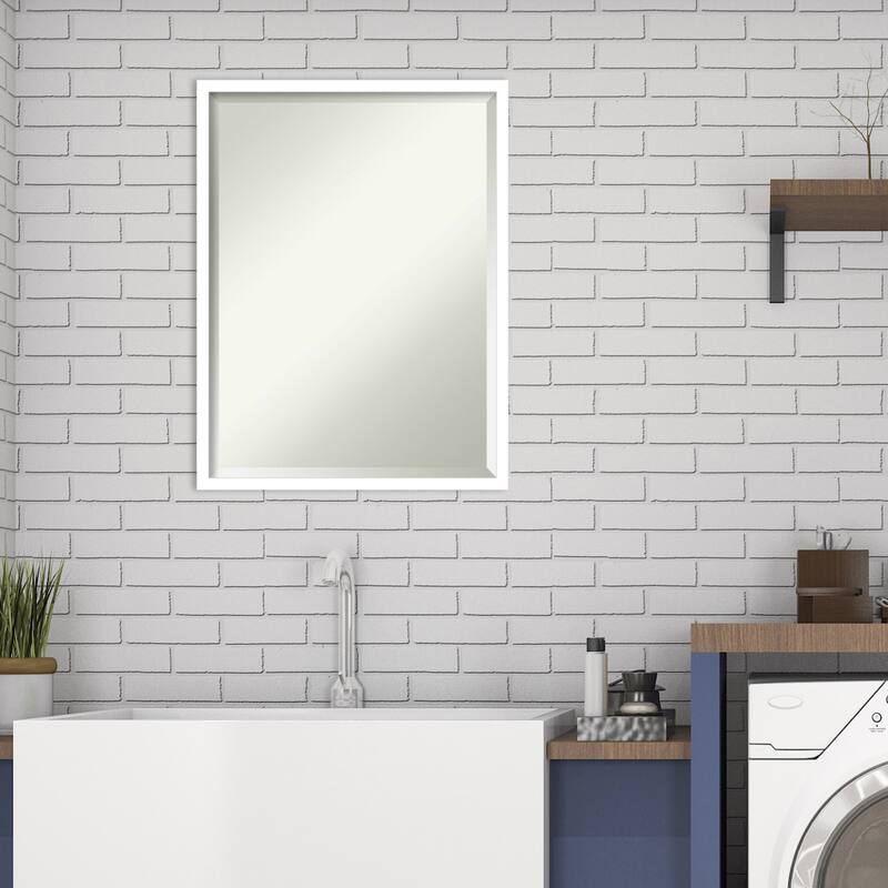 Beveled Wood Bathroom Wall Mirror - Svelte Frame