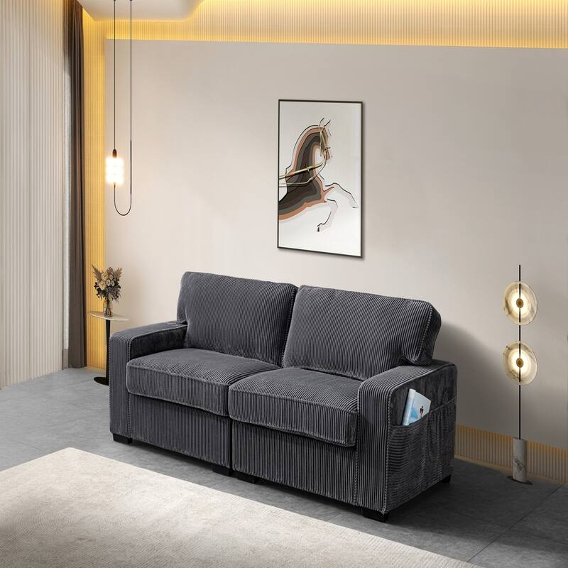 Grey Loveseat with Engineered Wood Frame,Adjustable Headrests,Cushions