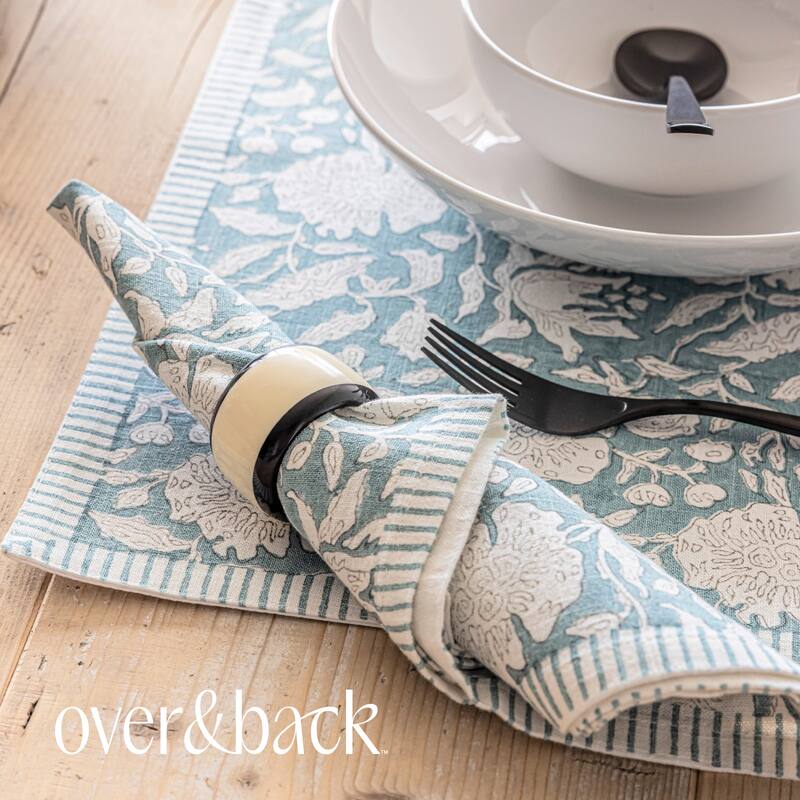 over&back Hand-Blocked 100% Cotton Placemats - Machine Washable - Set of 4