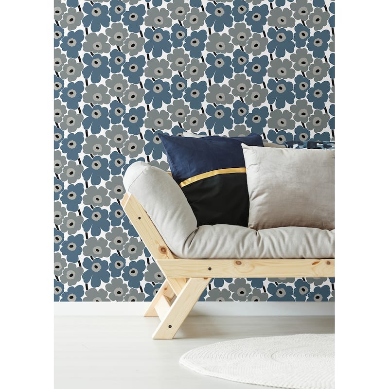 Marimekko Grey Pieni Unikko Peel & Stick Wallpaper