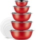 preview thumbnail 14 of 29, Heavy Duty Meal Prep Stainless Steel Mixing Bowls Set with Lids Red