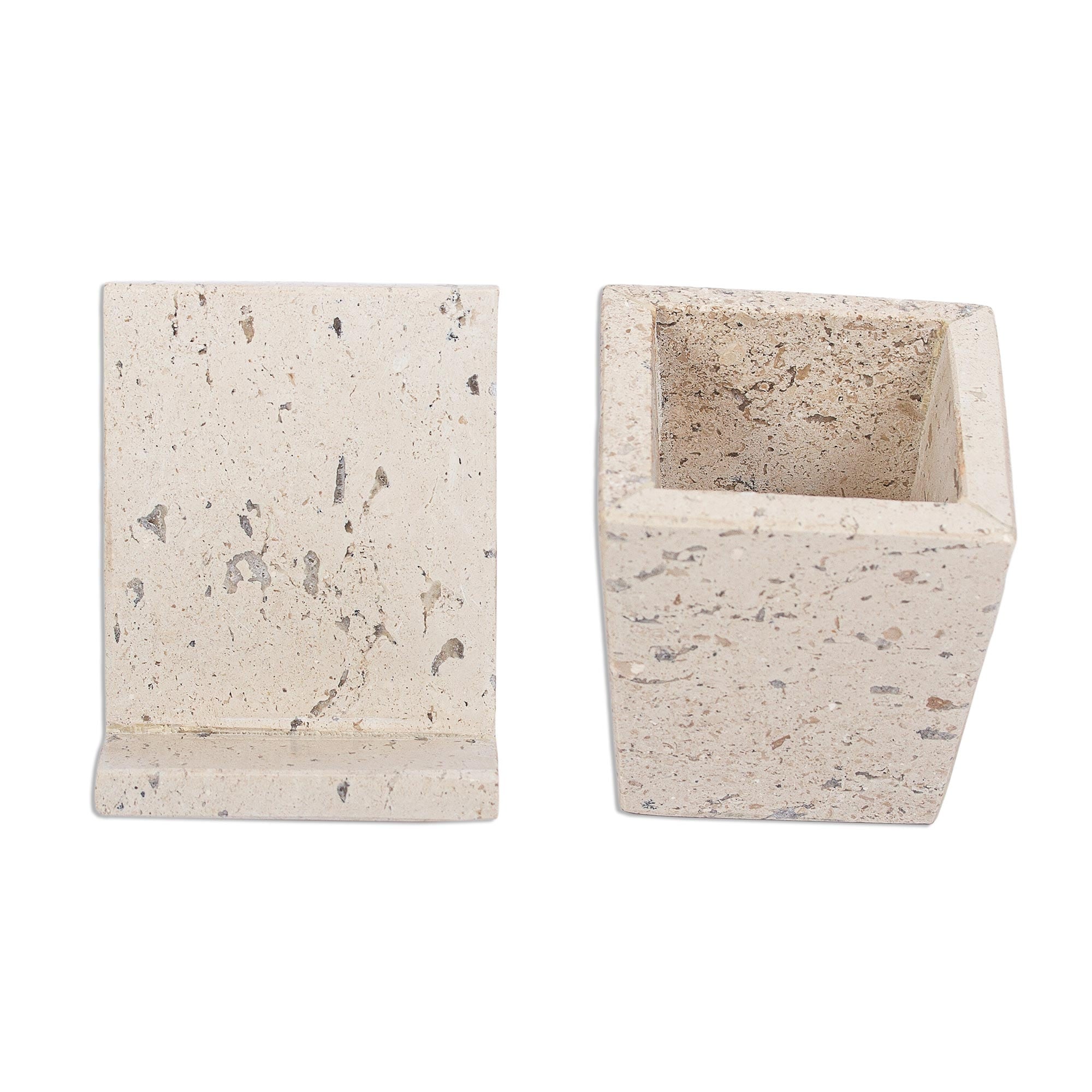 Novica Handmade Travertine Marble Desk Set