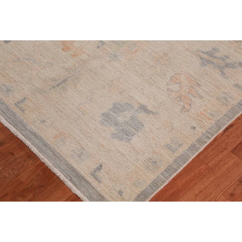 Hand Knotted Oriental 100% Wool Carpet Transitional All-Over Navy Blue & Blues Oushak Area Rug - 12' 1'' X 9' 10''