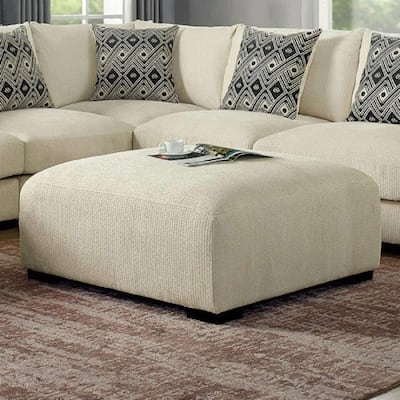 Living Room Lounge Ottoman Chenille Fabric Comfort Cozy Plush Seat foam Wooden Legs 1pc Ottoman Only
