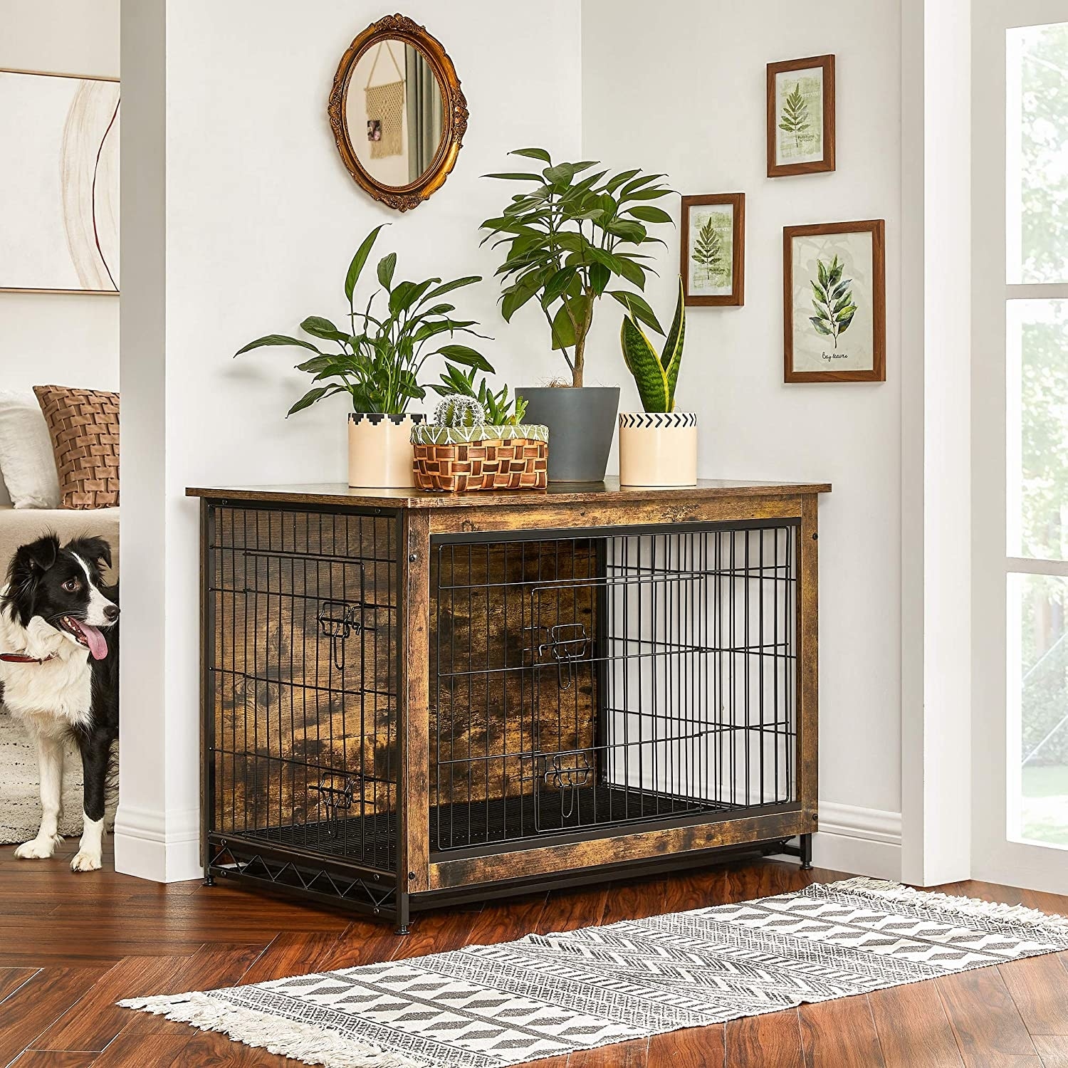 feandrea wooden dog crate