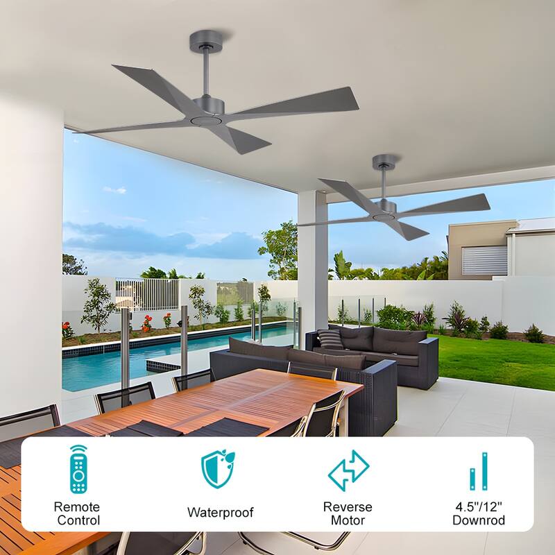 MLiAN 54 In. 4 -ABS Blades Wet Rated Outdoor Ceiling Fan with Remote