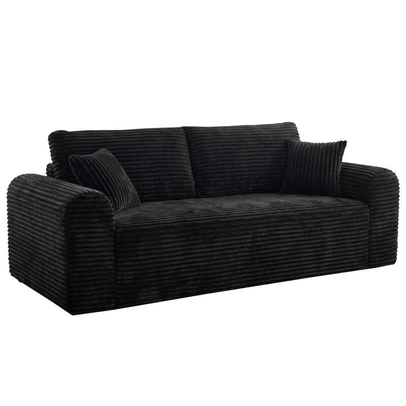 86.6" 3-Seater Corduroy Sofa with Pillows, No Assembly Required