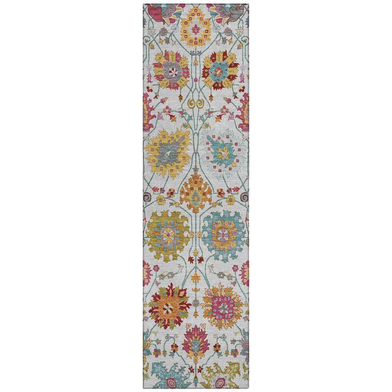 Machine Washable Indoor/ Outdoor Traditional Kashan Chantille Rug