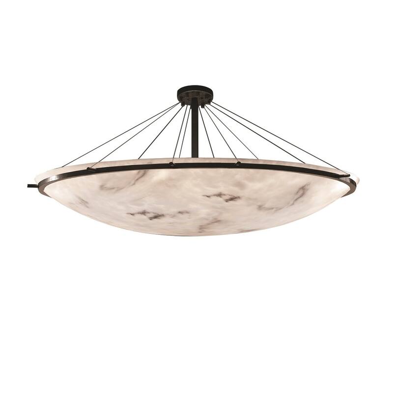 Justice Design LumenAria Ring 16-light Dark Bronze Round Bowl Semi-flush, Faux Alabaster Shade - Dark Bronze