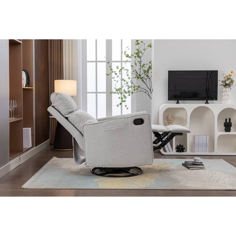 Manual Swivel Rocker Recliner Chair with Adjustable Back & Footrest